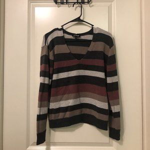 Striped V-Neck Pullover Sweater